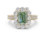 Emerald Cut Vintage Halo Engagement Ring Setting for a Fancy Green Lab-Grown Diamond | Yellow Gold