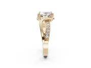Oval Bypass Solitaire Engagement Ring Setting | Pavé and Plain Strands | Yellow Gold