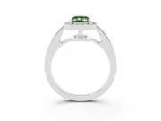 Fancy Green Emerald Cut Diamond Halo Pavé Engagement Ring Set in Silver with Bezel Setting
