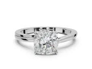Cushion Cut Bypass Solitaire Engagement Ring Setting | Plain Polished Band | Platinum