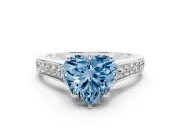 Heart-Shaped Graduated Pavé Engagement Ring Setting for a Fancy Blue Lab-Grown Diamond | Platinum