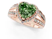 Heart-Shaped Halo Engagement Ring Setting for a Fancy Green Lab-Grown Diamond | Two-Row Pave Split Shank | Rose Gold