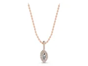 Marquise Lab-Grown Diamond Pavé Halo Pendant Necklace | Slim Pavé Bail | Rose Gold