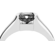 Radiant Cut Half Bezel Engagement Ring Setting for a Black Center | Wide Band | Sterling Silver