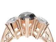 Marquise Three Stone Engagement Ring Setting for a Black Center | Beaded Shoulders | Rose Gold