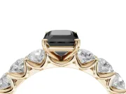Emerald Cut Side Stone Engagement Ring Setting for a Black Center | Yellow Gold