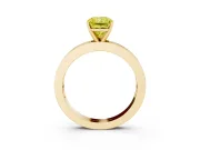 Fancy Yellow Radiant Cut Diamond Solitaire Ring Set in Yellow gold with Channel-Set Baguette Band and Prong Setting