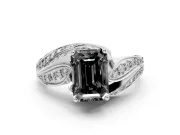 Emerald Cut Bypass Pavé Engagement Ring Setting for a Black Center | Graduated Pavé | Platinum