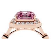 Asscher Cut Halo Engagement Ring Setting for a Fancy Pink Lab-Grown Diamond | Bezel Station Shoulders | Rose Gold