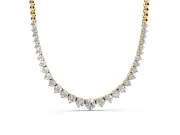 Round Lab-Grown Diamond Graduated Tennis Necklace | Polished Bead Back | Yellow Gold