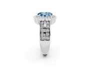 Oval Scalloped Halo Engagement Ring Setting for a Fancy Blue Lab-Grown Diamond | Double Row Band | Sterling Silver