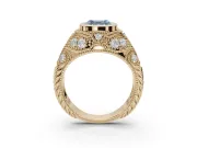 Asscher Cut Vintage Bezel Engagement Ring Setting for a Fancy Blue Lab-Grown Diamond | Yellow Gold