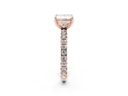 Princess Cut Pavé Solitaire Engagement Ring Setting | Shared Prong Band | Rose Gold