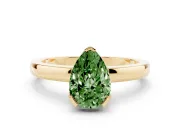 Pear-Shaped Solitaire Engagement Ring Setting for a Fancy Green Lab-Grown Diamond | Flat Tab Prongs | Yellow Gold