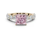 Princess Cut Engagement Ring Setting for a Fancy Pink Lab-Grown Diamond | Yellow Gold - Design NV-24455