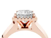 Princess Cut Diamond Halo Ring Set in Rose gold with Cathedral Band and Prong Setting