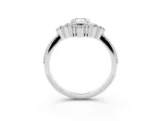 Emerald Cut Vintage Cluster Engagement Ring Setting | Beaded Edges | Platinum