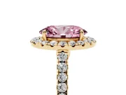 Oval Halo Engagement Ring Setting for a Fancy Pink Lab-Grown Diamond | Pave Shoulders | Yellow Gold