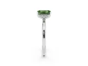 Emerald Cut Micro-Prong Hidden Halo Engagement Ring Setting for a Fancy Green Lab-Grown Diamond | Plain Band | Platinum