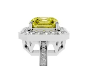 Asscher Cut Halo Engagement Ring Setting for a Fancy Yellow Lab-Grown Diamond | Polished Halo Rim | Sterling Silver