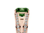 Fancy Green Asscher Cut Diamond Split Shank Ring Set in Rose gold with Pavé Band and Prong Setting