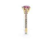 Heart-Shaped Hidden Halo Pave Engagement Ring Setting for a Fancy Pink Lab-Grown Diamond | Claw Prongs | Yellow Gold