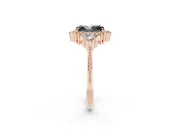 Fancy Black Radiant Cut Diamond Cluster Ring Set in Rose gold with Beaded Band