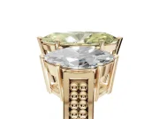 Marquise Three Stone Engagement Ring Setting for a Fancy Yellow Lab-Grown Diamond | Beaded Shoulders | Yellow Gold