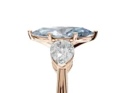 Marquise Three-Stone Ring Setting for a Fancy Blue Lab-Grown Diamond | Pear Side Stones | Rose Gold