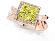 Princess Cut Floral Halo Engagement Ring Setting for a Fancy Yellow Lab-Grown Diamond | Rose Gold
