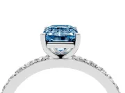 Emerald Cut Pavé Solitaire Engagement Ring Setting for a Fancy Blue Lab-Grown Diamond | Single Row Band | Platinum