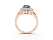 Princess Cut Graduated Milgrain Halo Engagement Ring Setting for a Fancy Blue Lab-Grown Diamond | Rose Gold