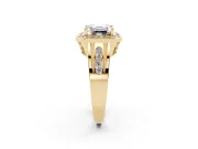 Asscher Cut Vintage Halo Engagement Ring Setting | Channel-Set Split Shank | Yellow Gold