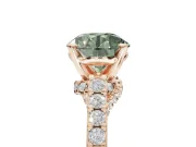 Round Pavé Solitaire Engagement Ring Setting for a Fancy Green Lab-Grown Diamond | Crossover Gallery | Rose Gold