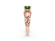 Fancy Green Cushion Cut Diamond Filigree Halo Engagement Ring Set in Rose gold with Prong Setting