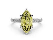 Marquise Hidden Halo Pave Engagement Ring Setting for a Fancy Yellow Lab-Grown Diamond | Claw Prongs | White Gold