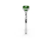 Fancy Green Princess Cut Diamond Solitaire Set in Silver with Side Baguettes and Channel Set Band