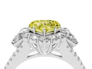 Fancy Yellow Heart Cut Diamond Halo Split Shank Engagement Ring Set in Platinum with Prong-Held Center Stone