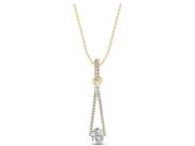 Oval Lab-Grown Diamond Pavé Open Triangle Pendant Necklace | Pavé Bail | Yellow Gold