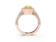 Oval Milgrain Halo Engagement Ring Setting for a Fancy Yellow Lab-Grown Diamond | Side Stones | Rose Gold