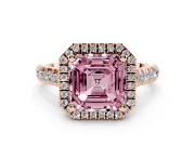 Asscher Cut Accented Halo Engagement Ring Setting for a Fancy Pink Lab-Grown Diamond | Rose Gold