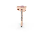Fancy Pink Heart Cut Diamond Round Halo Ring Set in Rose gold with Pavé Band
