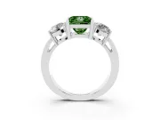 Princess Cut Three Stone Engagement Ring Setting for a Fancy Green Lab-Grown Diamond | Wide Plain Band | Sterling Silver
