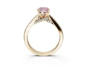 Cushion Cut Pavé Solitaire Engagement Ring Setting for a Fancy Pink Lab-Grown Diamond | Crossover Gallery | Yellow Gold