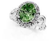 Oval Filigree Halo Engagement Ring Setting for a Fancy Green Lab-Grown Diamond | Platinum