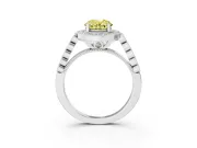 Oval Milgrain Halo Engagement Ring Setting for a Fancy Yellow Lab-Grown Diamond | Graduated Bezel Accents | White Gold