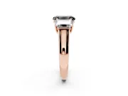 Emerald Cut Three Stone Engagement Ring Setting for a Black Center | Basket Prong Heads | Rose Gold