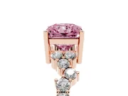 Radiant Cut Scattered Accent Engagement Ring Setting for a Fancy Pink Lab-Grown Diamond | Rose Gold