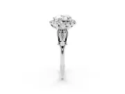 Heart Cut Diamond Halo Engagement Ring Set in Platinum with Filigree Band and Prong-Set Center