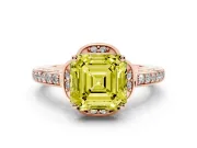 Asscher Cut Floral Pavé Engagement Ring Setting for a Fancy Yellow Lab-Grown Diamond | Rose Gold